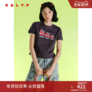 SALT.P可颜2025夏季新款美式纯棉圆领正肩短袖T恤女短上衣