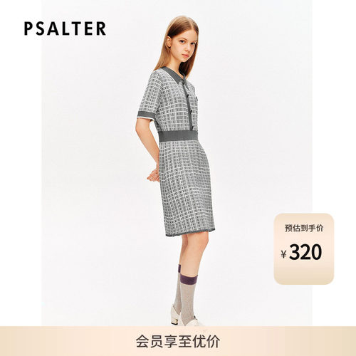 【断码】诗篇专选翻领复古学院风格纹提花针织裙连衣裙