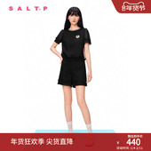 SALT.P可颜夏季 休闲风黑色短袖 T恤上衣女