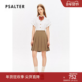 夏 白衬衫 100%纯棉 PSALTER诗篇宽松翻领智性学院风短袖