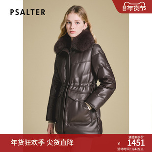 诗篇专选皮羽绒狐狸毛翻领抽绳收腰真绵羊皮羽绒服冬款