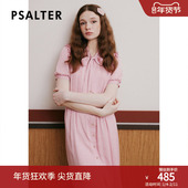 奥莱3折 诗篇专选夏飘带领木耳边提花A字连衣裙