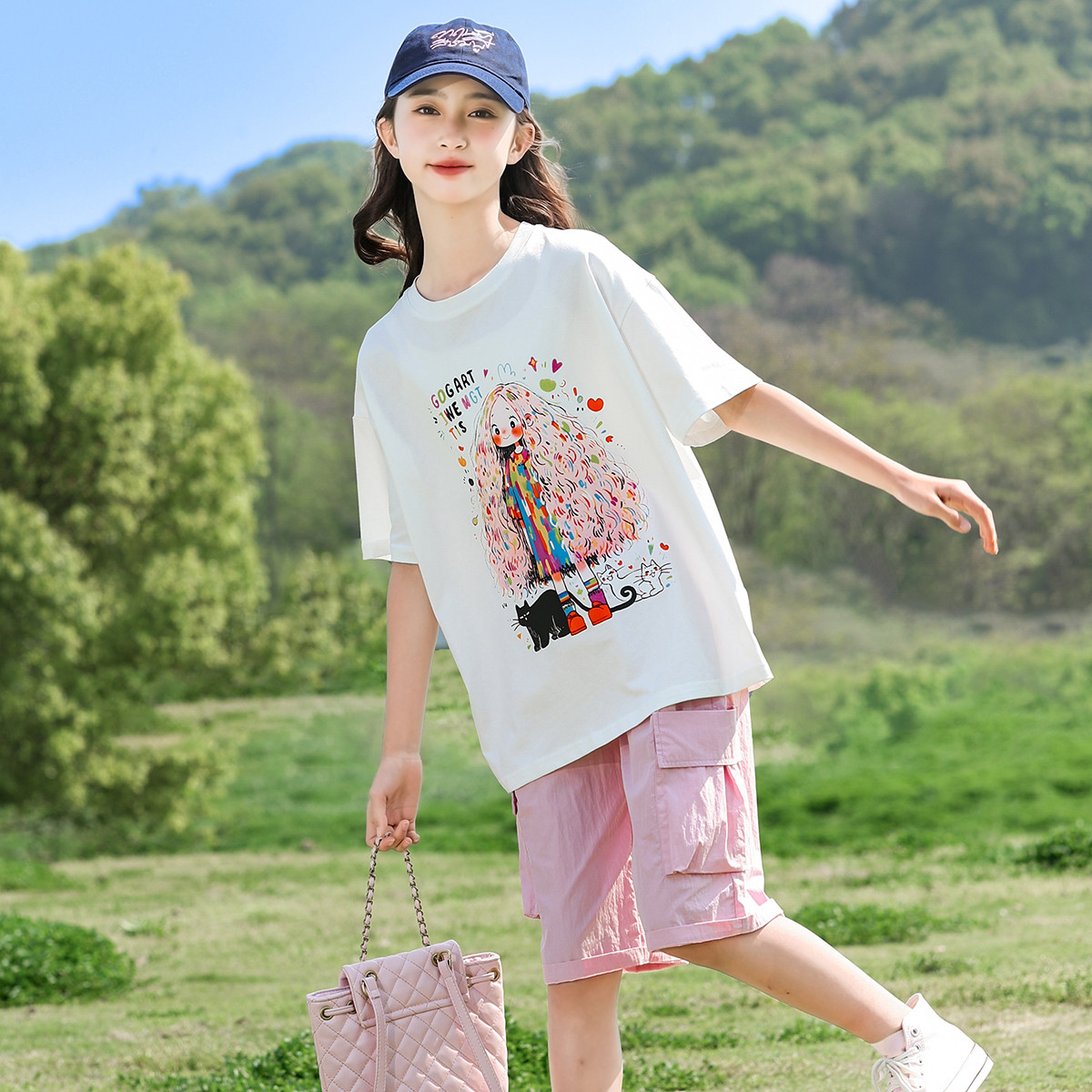 女童套装2025夏装新款夏季儿童青少年短裤两件套大童女装12-15岁