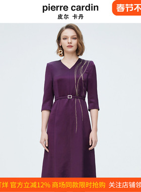 商场同款皮尔卡丹女装新款淑女修身轻仪式礼服连衣裙P4106E4029Z2