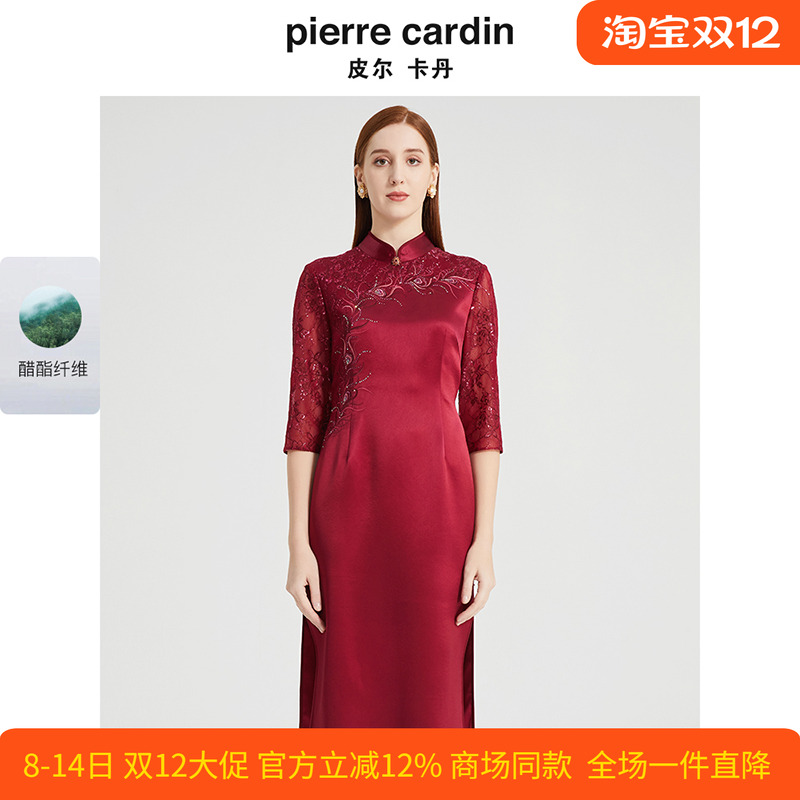 通勤淑女纯色长袖连衣裙