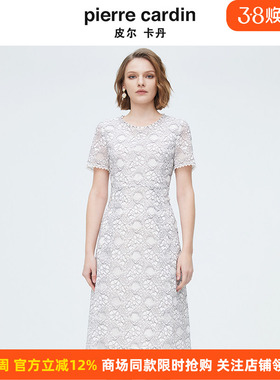 商场同款皮尔卡丹女装新款淑女修身蕾丝短袖连衣裙P4226D4049W3
