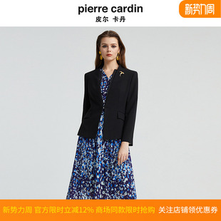 纯黑色无领醋纤行政商务女西服P4332U4970B0 新款 皮尔卡丹女装 秋季