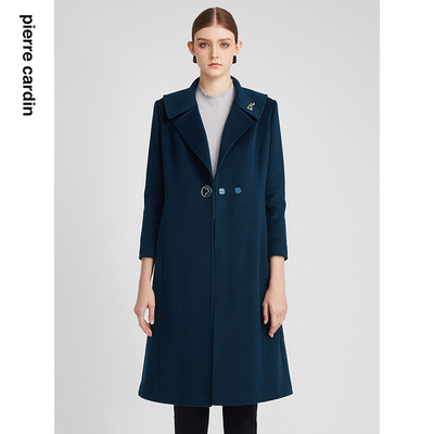 皮尔卡丹女装绵羊毛中长款大衣