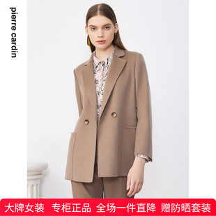 纯羊毛短款 商场同款 式 皮尔卡丹女装 大衣 毛呢外套驼色西服款