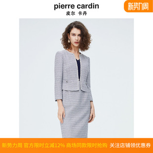 简约格子假两件通勤连衣裙P4110E4042N3 新款 商场同款 皮尔卡丹女装