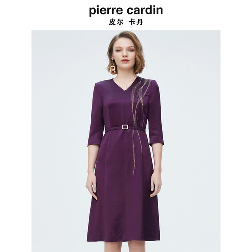 商场同款皮尔卡丹女装新款淑女修身轻仪式礼服连衣裙P4106E4029Z2