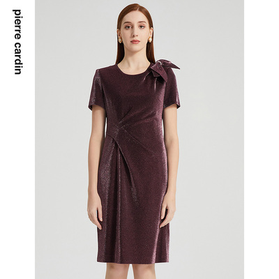 通勤淑女锦纶纯色连衣裙