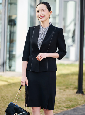 【醋纤】皮尔卡丹女装26春季新款黑色长袖西服外套P52110L5020B0