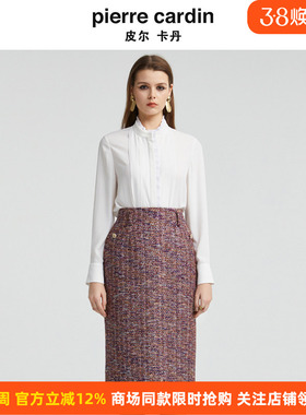 【爆款补单】皮尔卡丹女装秋季木耳边宫延风立领衬衫P4338B4989W0
