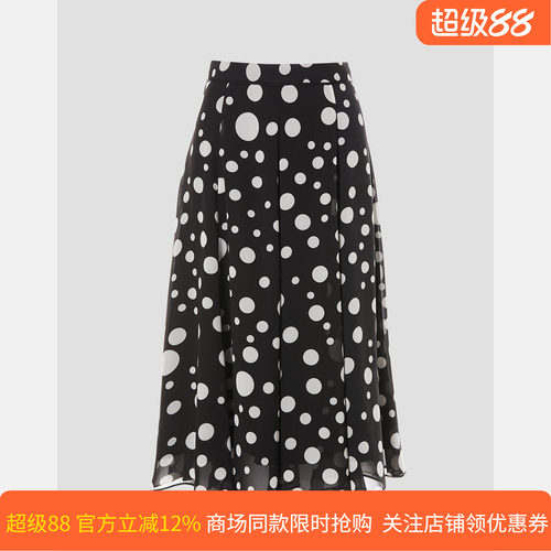 皮尔卡丹女装夏季新款黑花色中长款波点半身裙A字裙P52119S5016B3