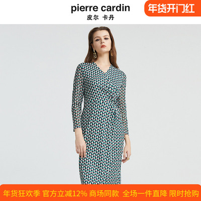 商场同款皮尔卡丹女装新款时尚修身淑女收腰连衣裙P4331E4940G3