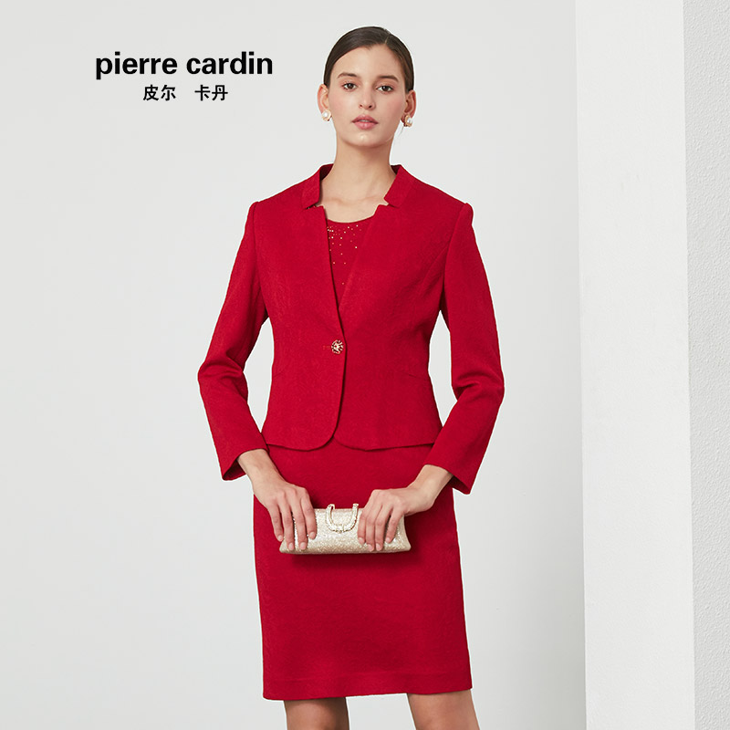 皮爾卡丹女裝2020春季紅色醋酸