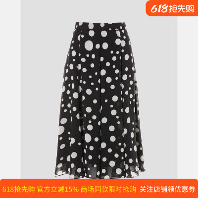 皮尔卡丹女装夏季新款黑花色中长款波点半身裙A字裙P52119S5016B3