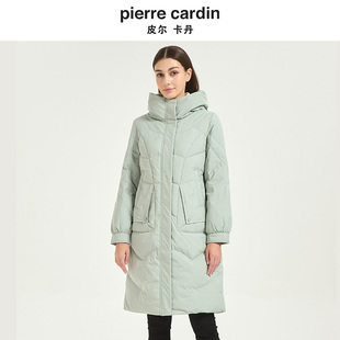 皮尔卡丹女冬季新款浅绿色时尚洋气鸭绒加厚保暖羽绒服CD54YH020