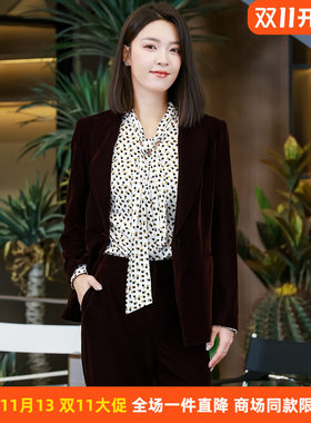 皮尔卡丹女秋新款红色时尚法式复古干练西服外套P53028U5997T0