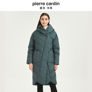 皮尔卡丹女装冬季新款白鸭绒中长款面包羽绒服外套通勤CD54YH022