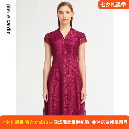 通勤大裙摆纯色连衣裙