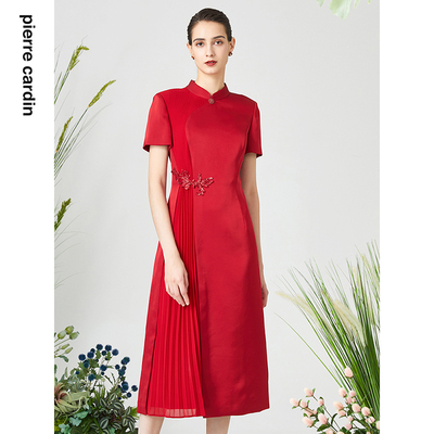 通勤淑女纯色修身连衣裙