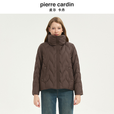 皮尔卡丹女冬季新款短款立领时尚法式简约白鸭绒羽绒服CD54YS032