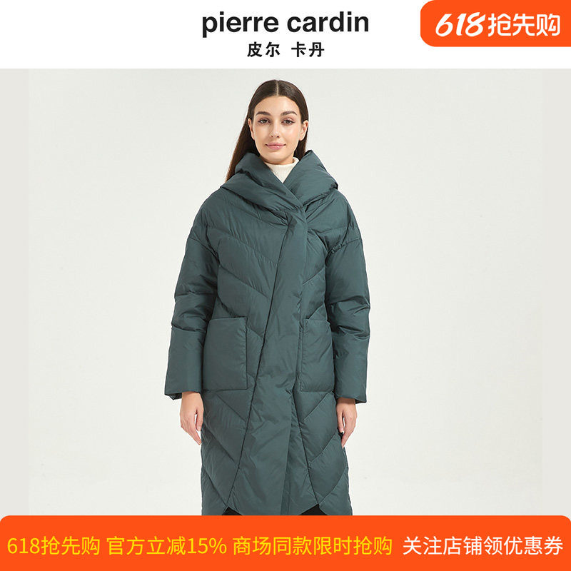 皮尔卡丹女装冬季新款白鸭绒中长款面包羽绒服外套通勤CD54YH022