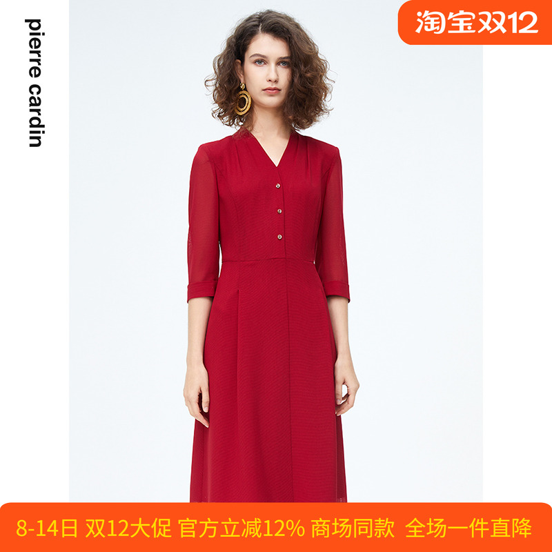 通勤淑女纯色修身连衣裙