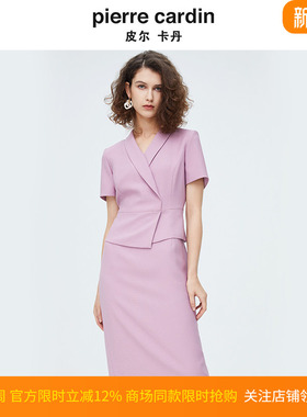 商场同款皮尔卡丹女装新款经典通勤修身假两件连衣裙P4202D4112F0