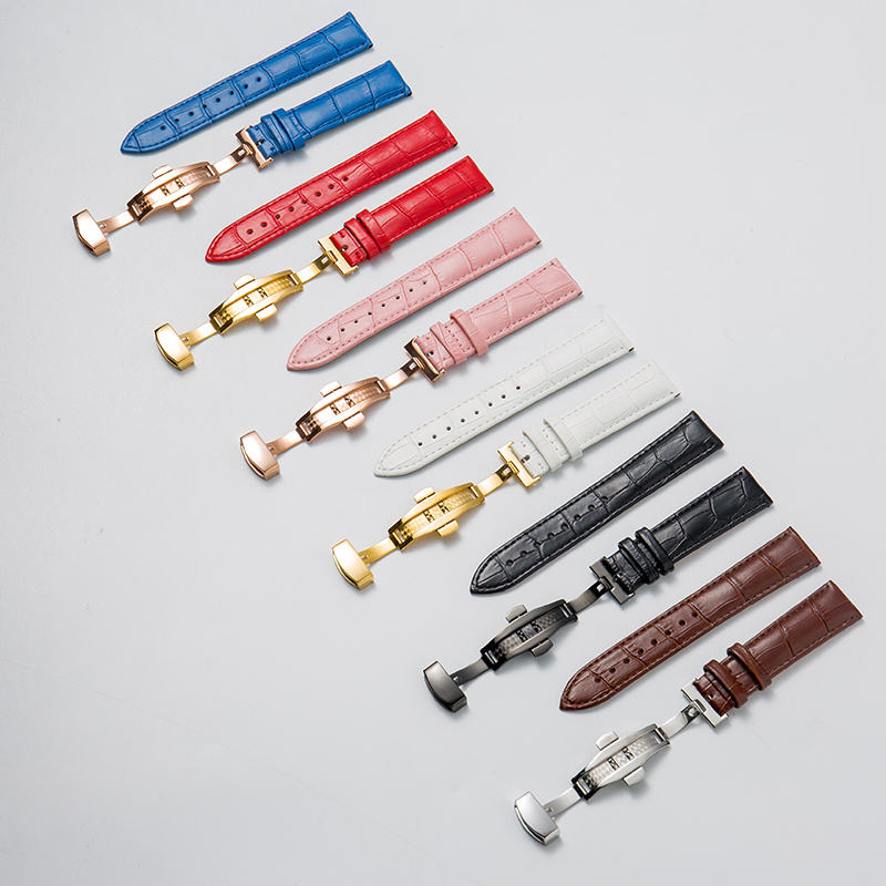 日日琪牛皮表带蝴蝶扣