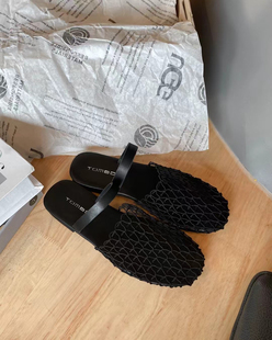 tombor法式复古网面编织镂空凉鞋女2025年平底一脚蹬渔网外穿拖鞋