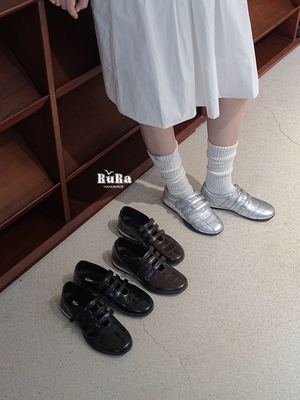 rura韩版复古魔术贴芭蕾鞋女2025年新款平底休闲运动鞋百搭单鞋