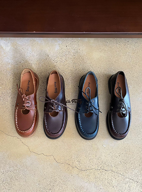 ZACH PENG复古小众设计玛丽珍鞋女2025新款中空系带日系真皮皮鞋