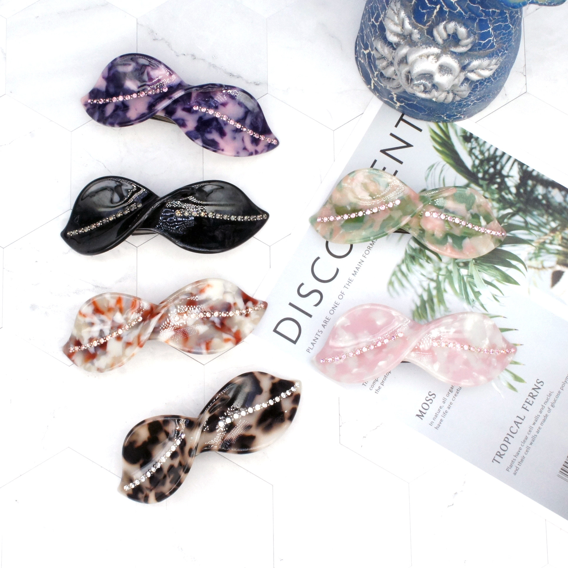 高弹马尾夹醋酸树脂日韩尾货清仓