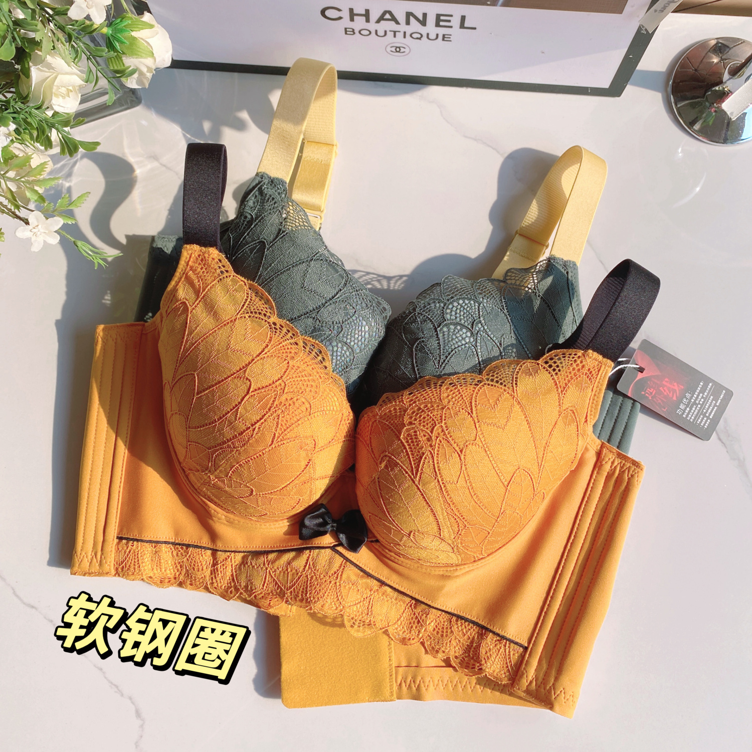 法X娜拆标高货玫瑰精油小胸加厚杯聚拢调整型内衣上托塑型矫正罩