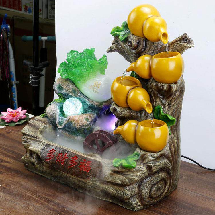 2026聚宝盆葫芦风水轮礼品流水喷泉摆件白菜鱼缸加湿器家居装饰品