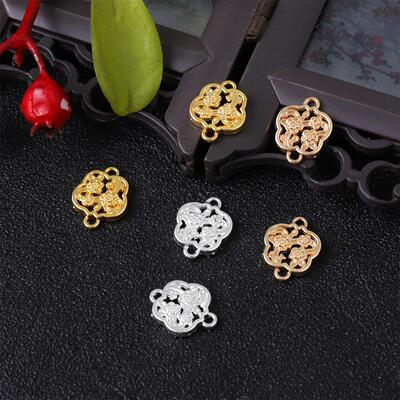 202610个装合金双吊牡丹雕花吊坠连接片 手工diy古风发簪流苏吊牌