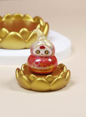 2026好运萌粒公仔娃娃摆件潮玩盲盒莲花圆形底座桌面摆件可爱解压