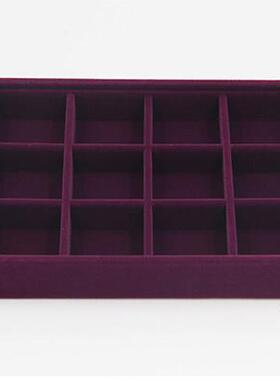 2026绒布紫色戒指耳钉托盘珠宝饰品收纳展示盘无盖手链项链收纳盒