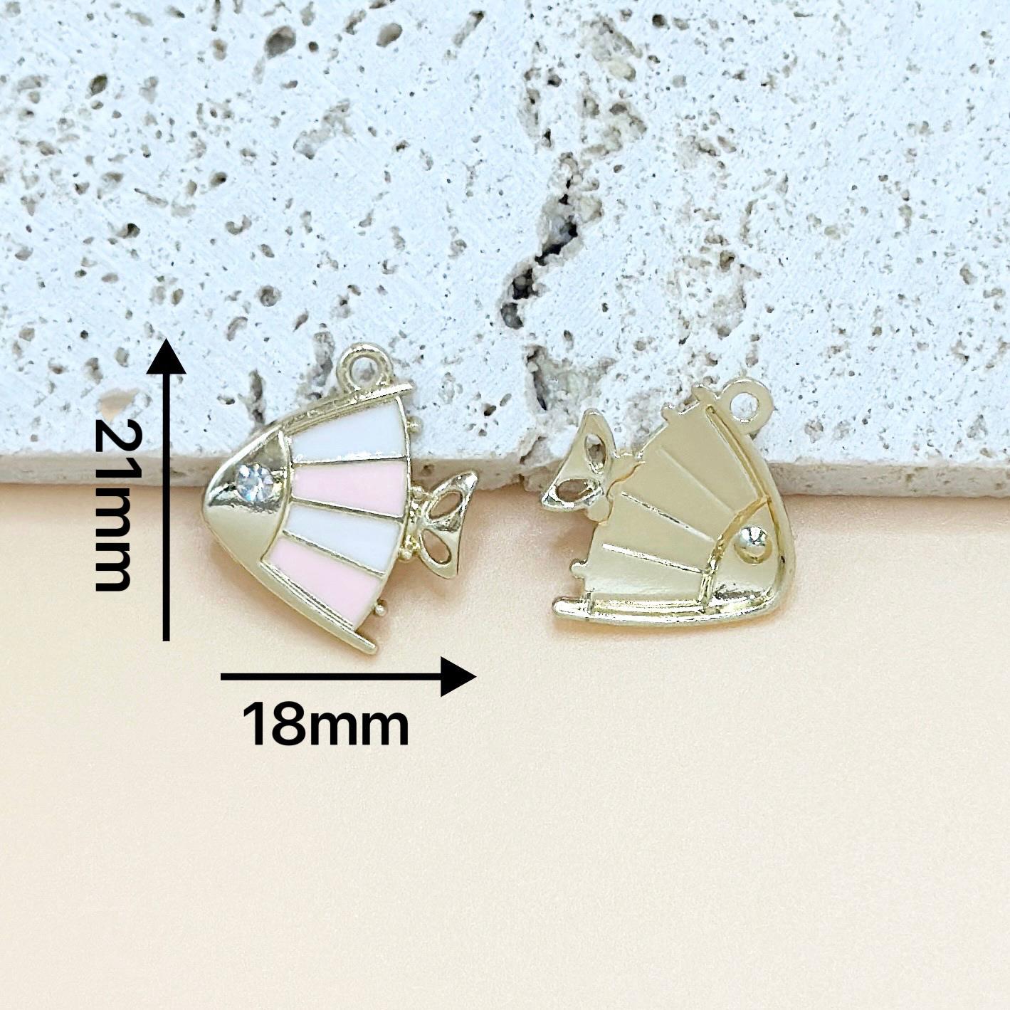 2025海洋系列个性卡通小热带鱼手链项链钥匙扣DIY合金滴油水钻挂