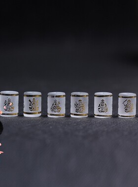 2026珠宝diy饰品配件白水晶桶珠 水晶镀金八大生肖守护神红绳编制