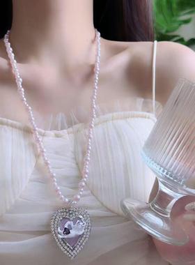 2026甜美镶钻爱心猫咪串珠项链女小众气质精致高级感复古个性百搭