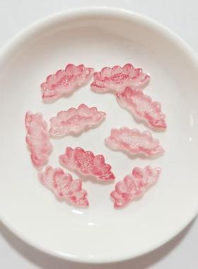 202611x26琉璃双孔莲花单面雕刻花牌穿孔挂件diy饰品配件手工制作