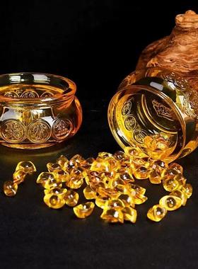 2026黄水晶聚宝盆琉璃元宝摆件金黄色招财聚财家居摆设乔迁礼品开