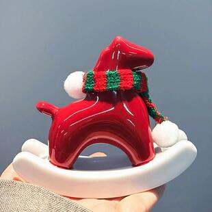 2026马年吉祥物摆件红色小马摇摇马陶瓷桌面摆件新年装饰场景布置