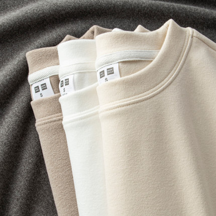 德绒打底衫女冬季保暖磨毛长袖加绒白色双面内搭T恤秋冬女装上衣