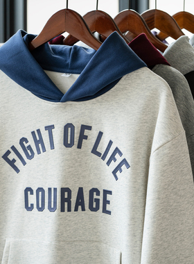 连帽卫衣男女情侣2025新款秋季加厚抓绒灰色黑色红色宽松巨好看