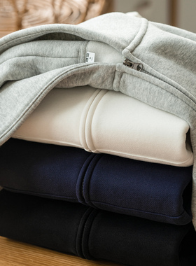 重磅加绒加厚连帽卫衣外套男秋冬宽松美式潮牌情侣款休闲运动开衫